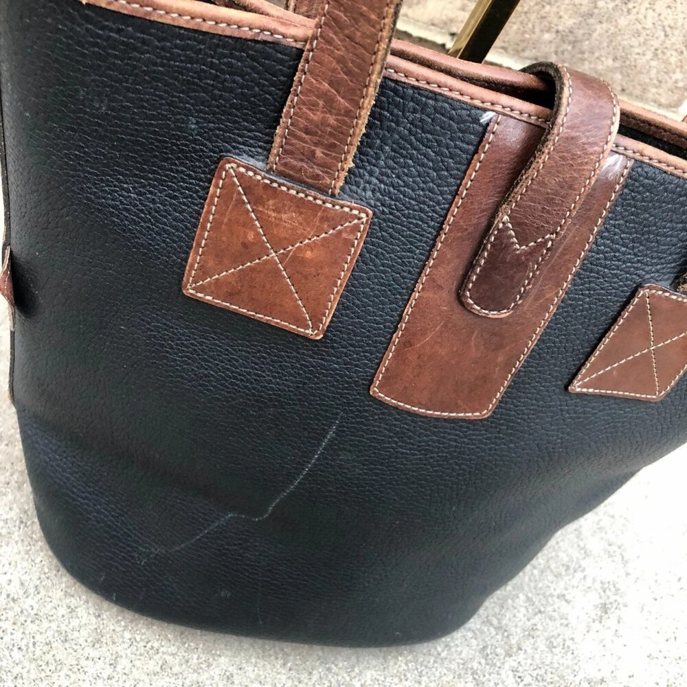 Vintage DOONEY & BOURKE Leather Tote Bag Purse Shoulder Leather Black Buckle - Picture 5 of 15